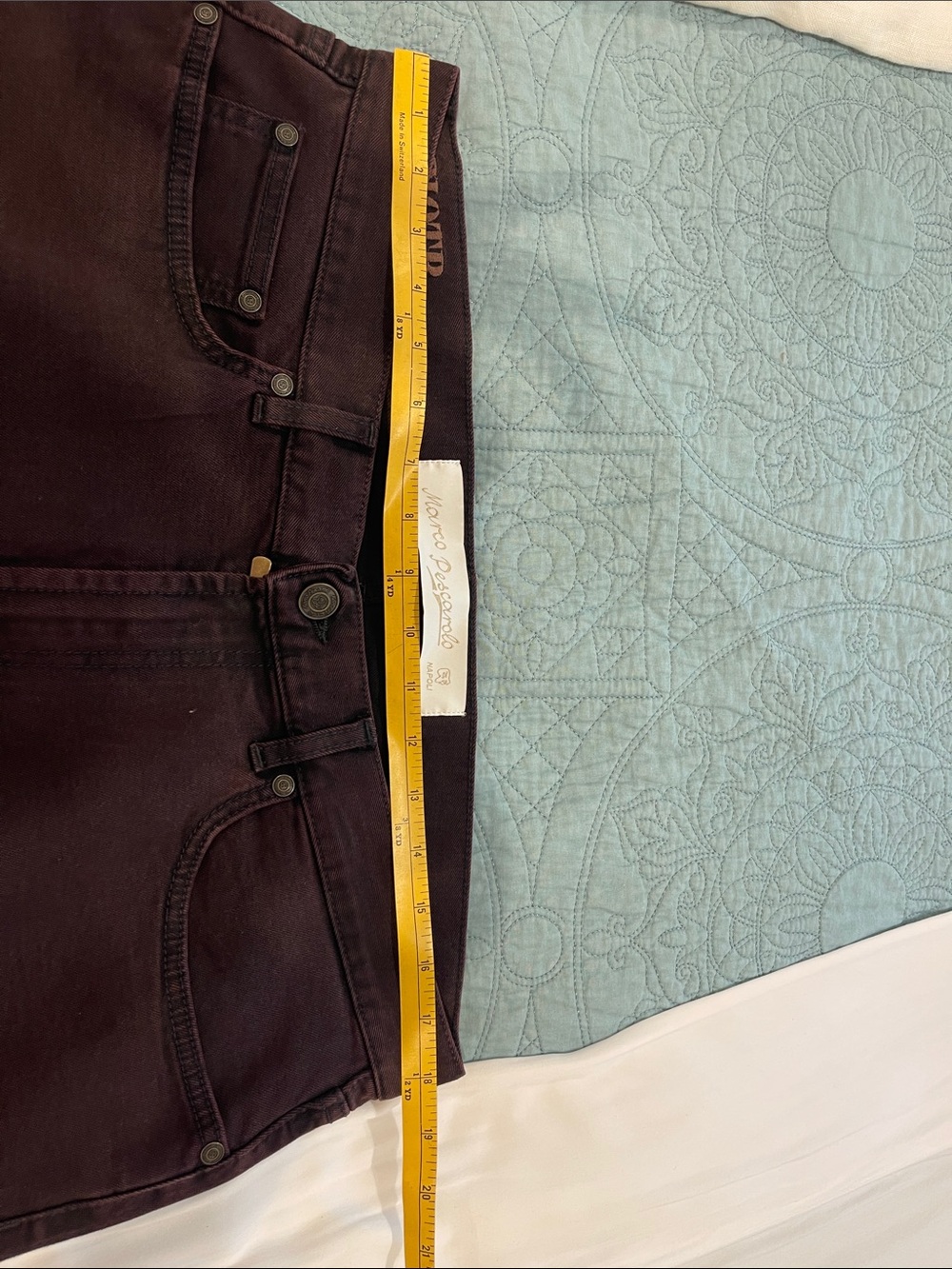 Marco Pescarolo Men’s  Straight Fit Maroon Jeans size 36x30 - Picture 9 of 11